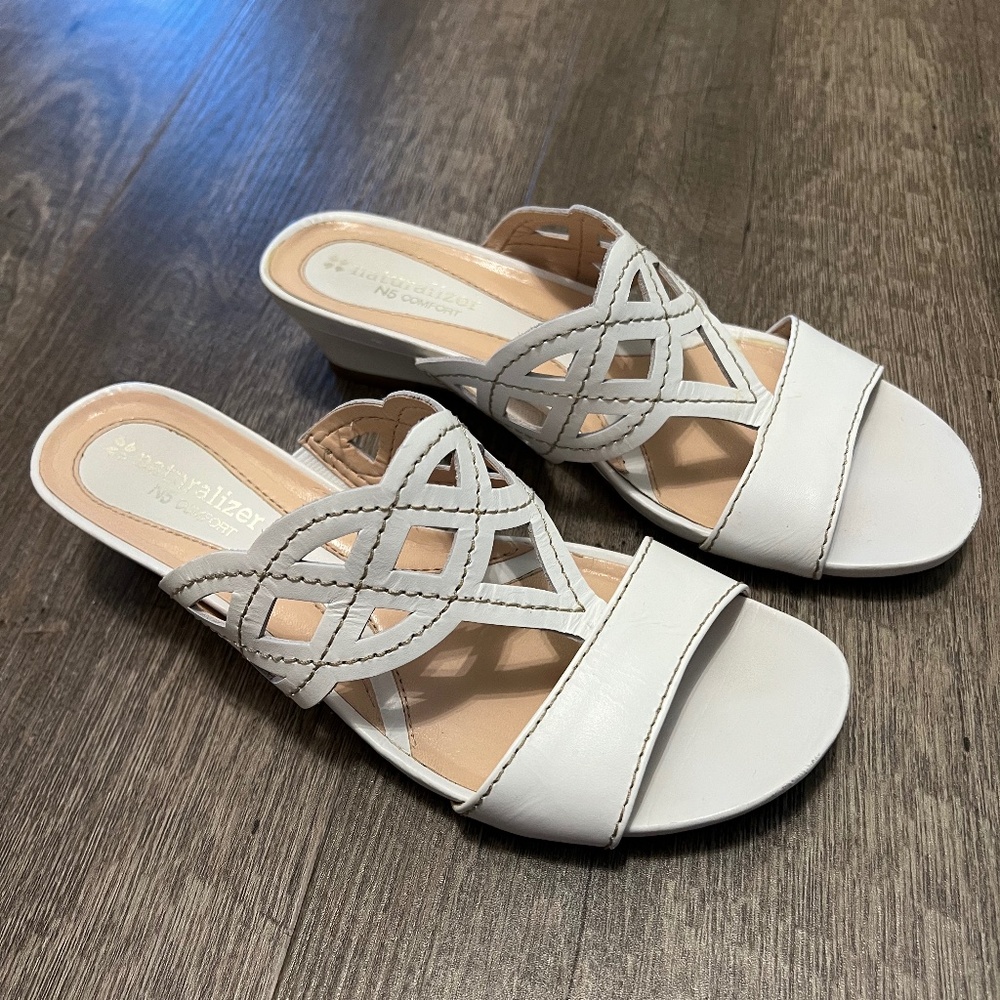 Naturalizer White Rimma Wedge Sandals